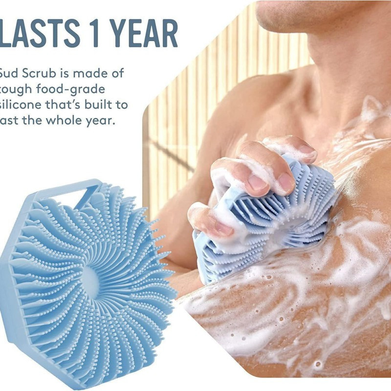Soft Silicone Body Scrubber Bath Brush With Ergonomic Handle - ( 𝗣𝗿𝗲𝗺𝗶𝘂𝗺 𝗤𝘂𝗮𝗹𝗶𝘁𝘆 )