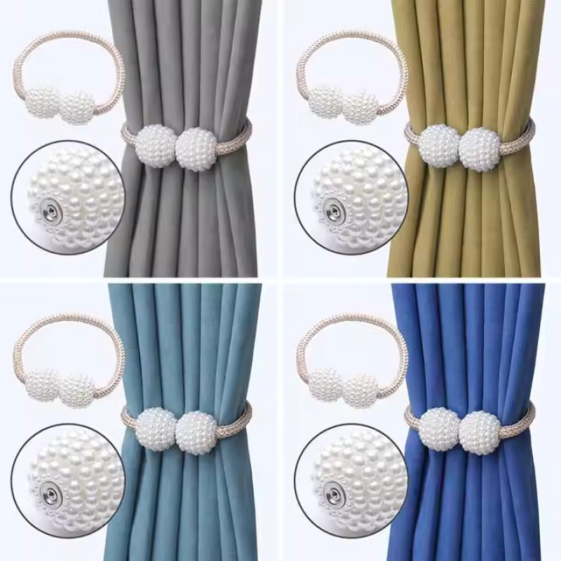 Pearl Magnetic Curtain Clips with Hanging Ball Bucikle=2 pcs